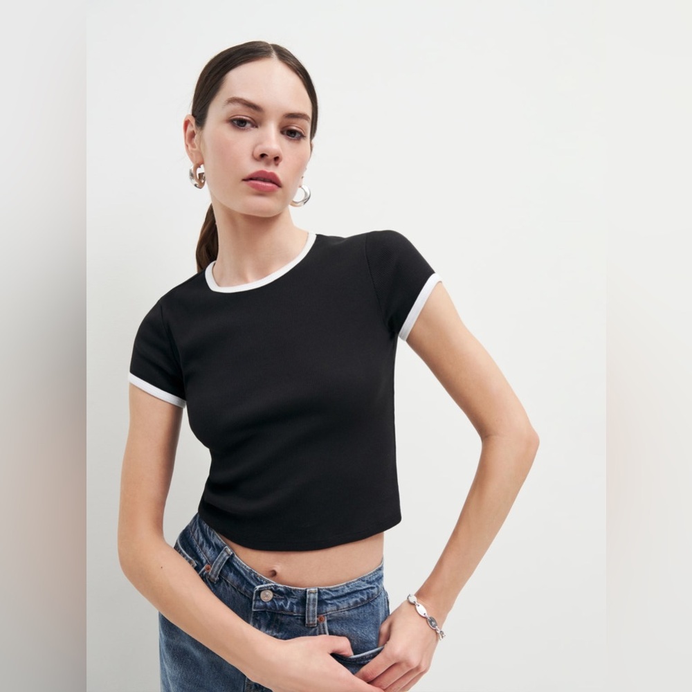 Reformation Ringer Muse Tee Black - Size XS
